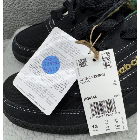 Reebok Club C Revenge Shoes Mens Size 13 Black Human Rights Now Tennis Sneakers - Picture 5 of 15